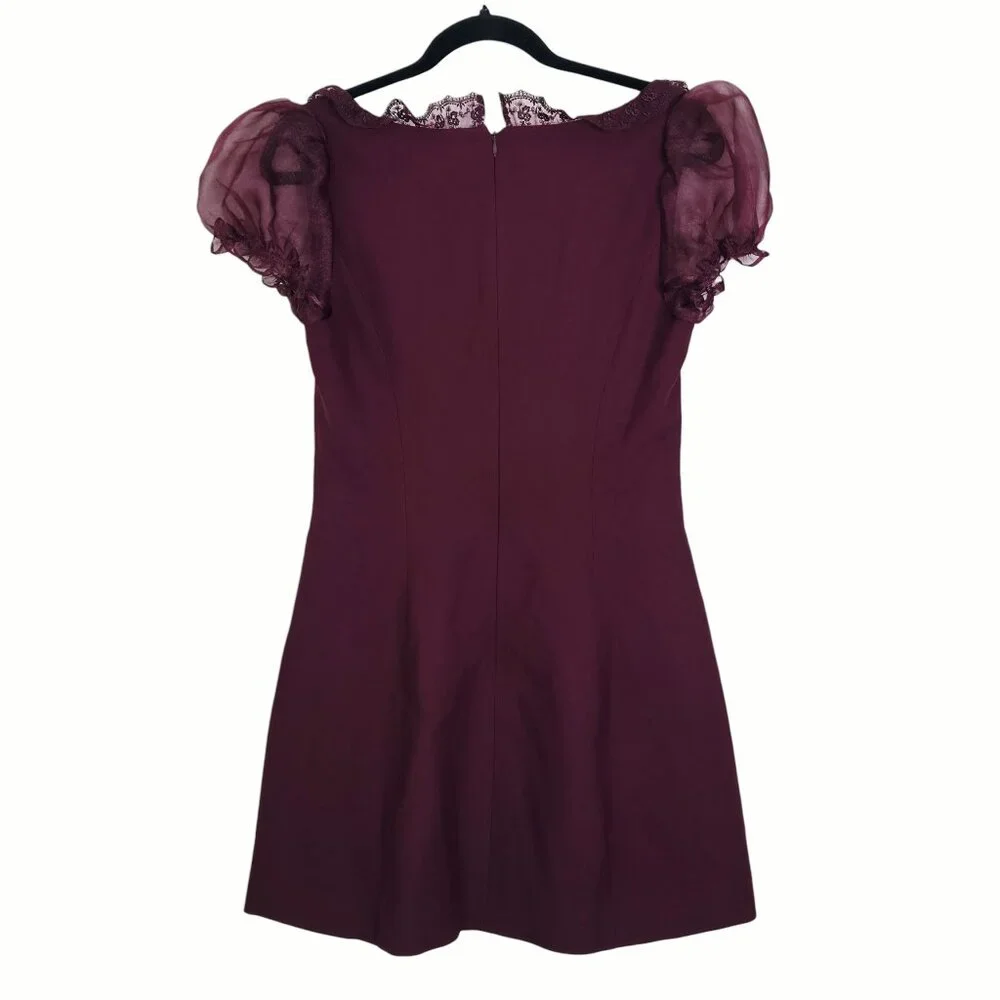Reformation Kasey Musgraves Bunny Mini Dress Chianti Red Bow Puff‎ Sleeve Size 6